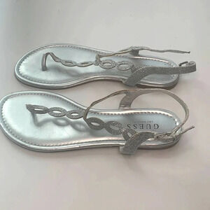 Guess Rhinestone Thong Sandals Size 10 New